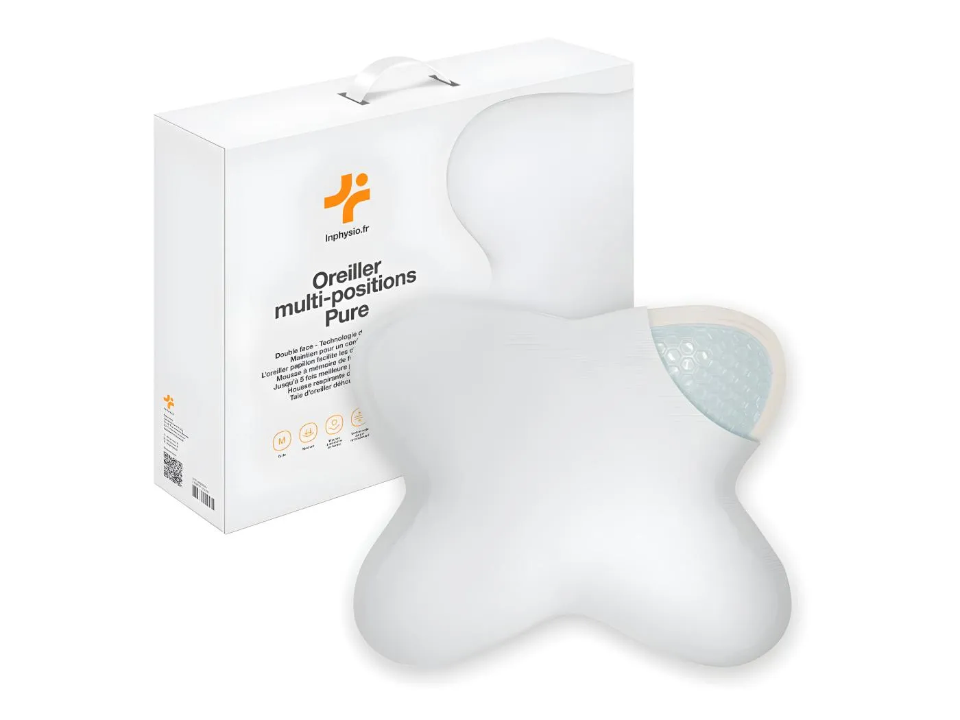 Kühlendes Schmetterlingskissen 53x43, Doppelseitig, Gelkühlung, Memory-Schaum - PURE