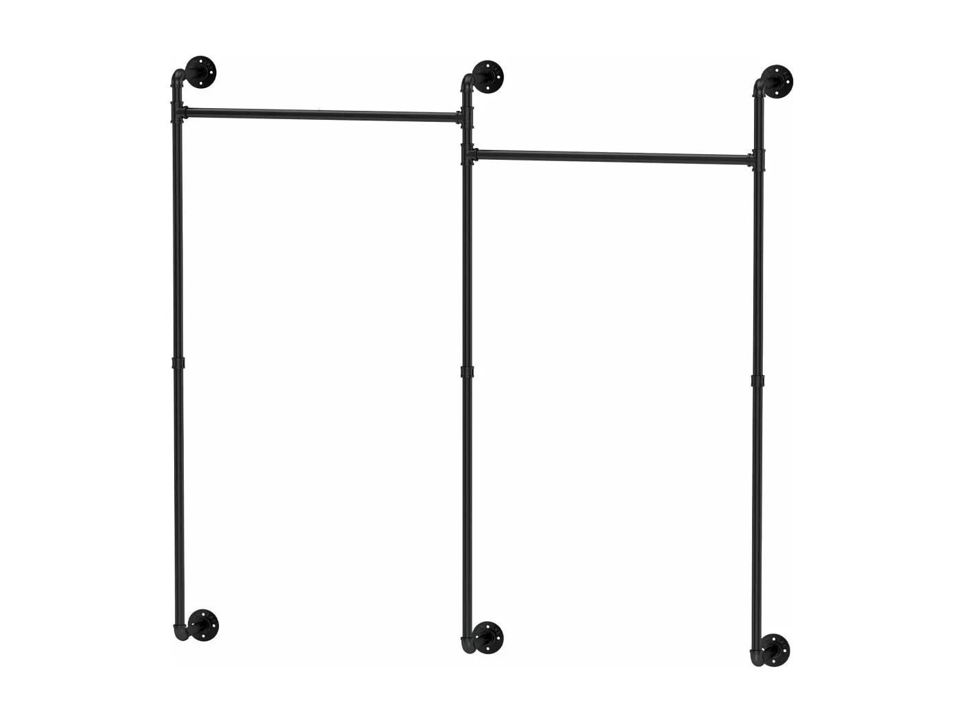 Wandgarderobe für Ankleidezimmer, industrieller Hängegarderobe, offener Kleiderschrank, Design in Rohren 205x190cm