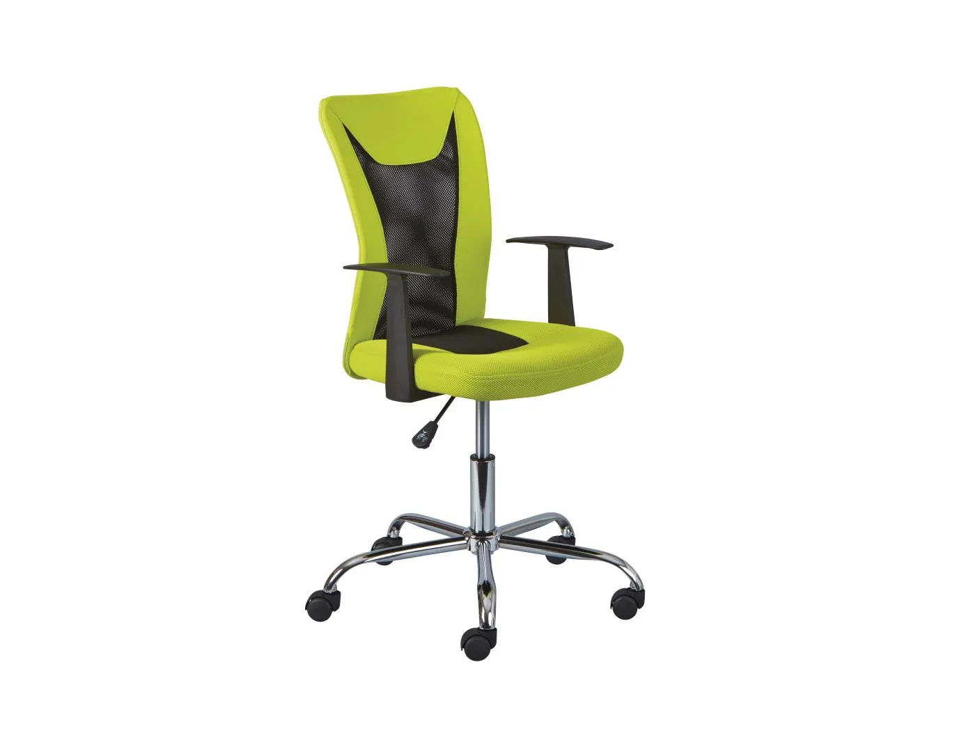 Dons Bürostuhl grün und schwarz.