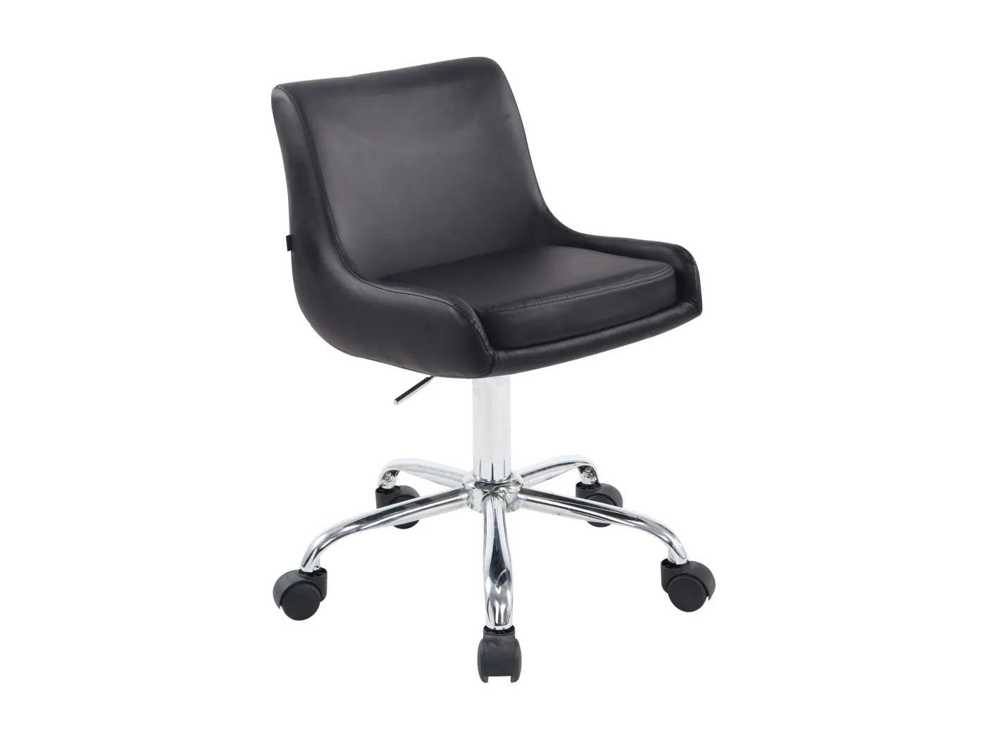 Bürohocker - Kunstleder & Metall in Chromoptik - schwarz - Club