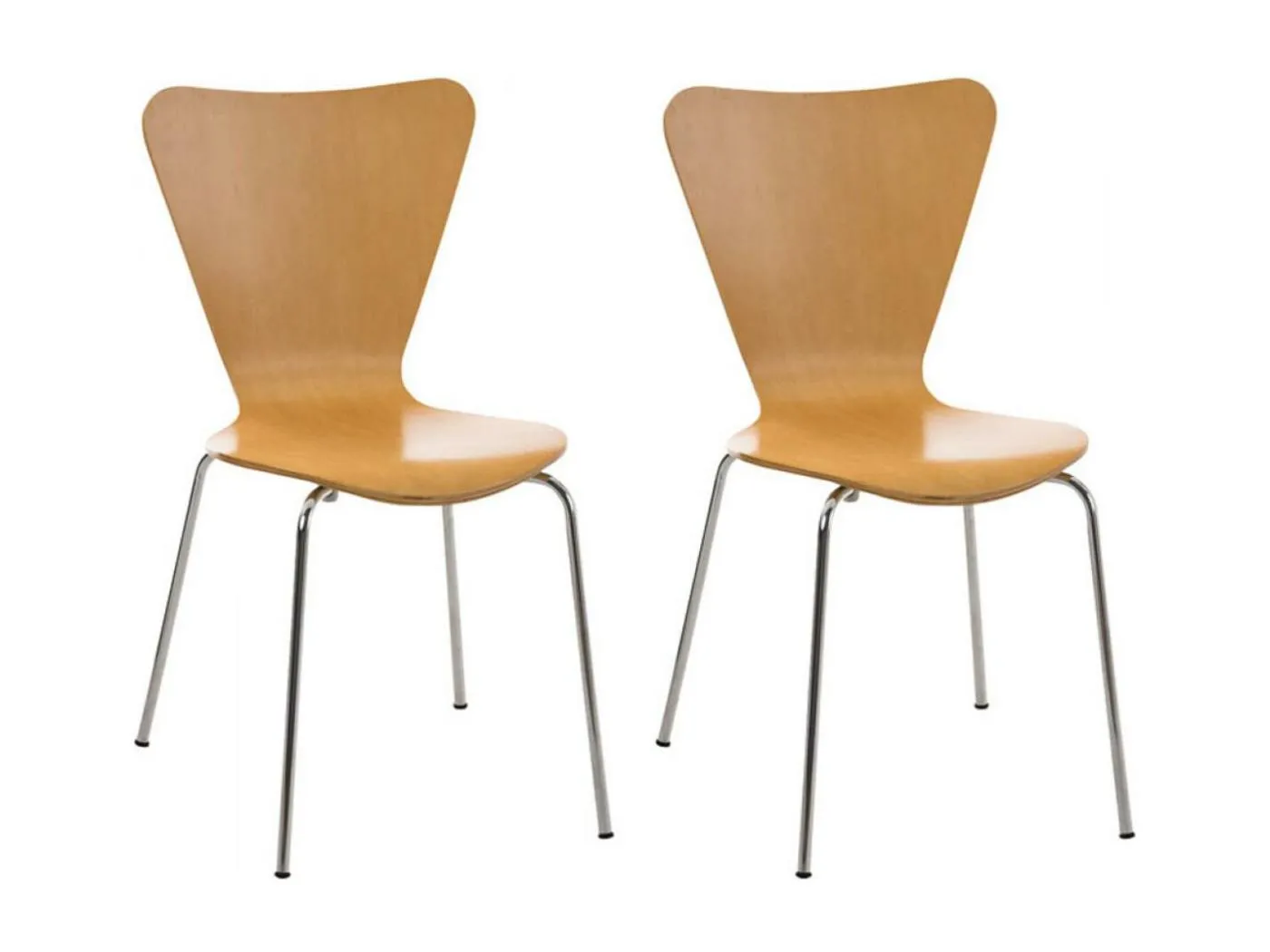 2er Set Konferenzstuhl - Holz & weiß - natura - Calisto