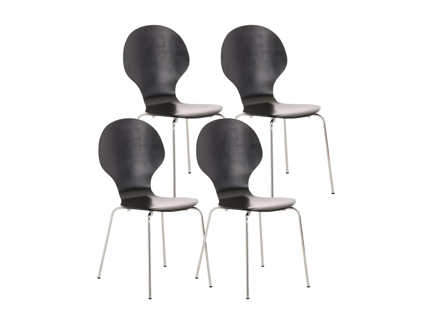 4er Set Konferenzstuhl - Holz - schwarz - DIEGO