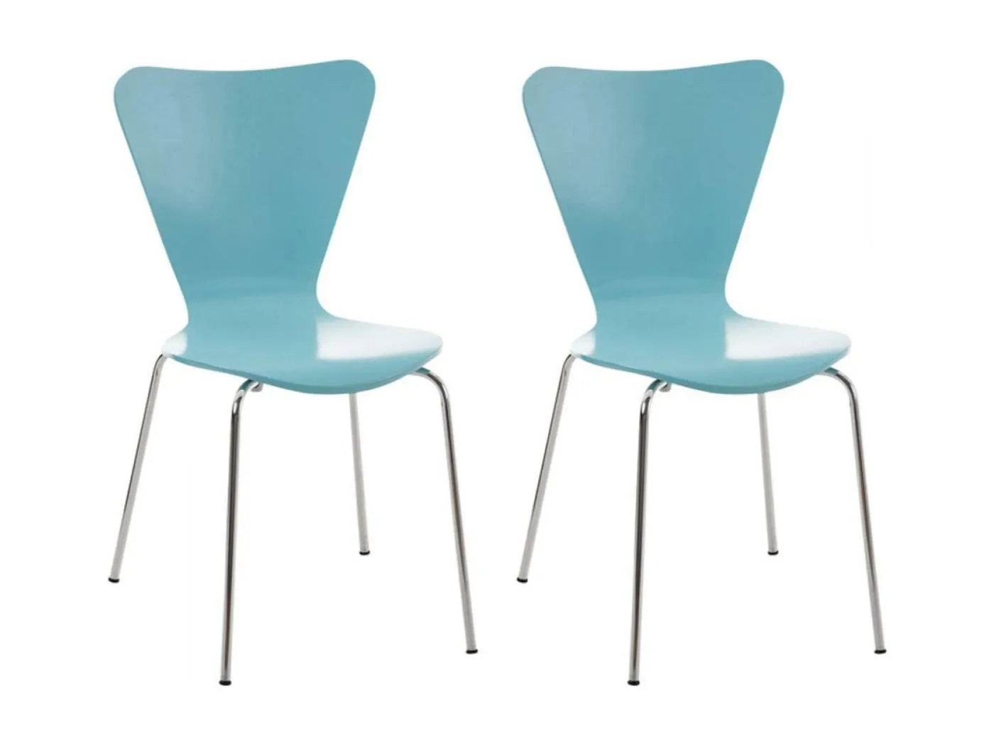 2er Set Konferenzstuhl - Holz & weiß - hellblau - Calisto