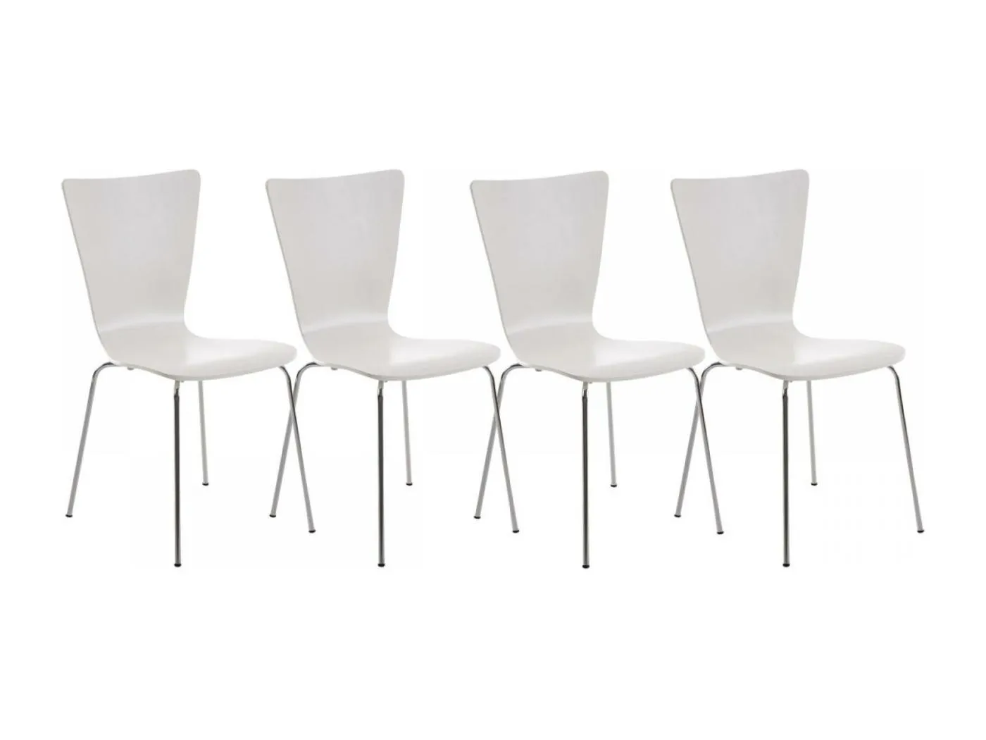 4er Set Konferenzstuhl - Holz & weiß - weiß - Aaron