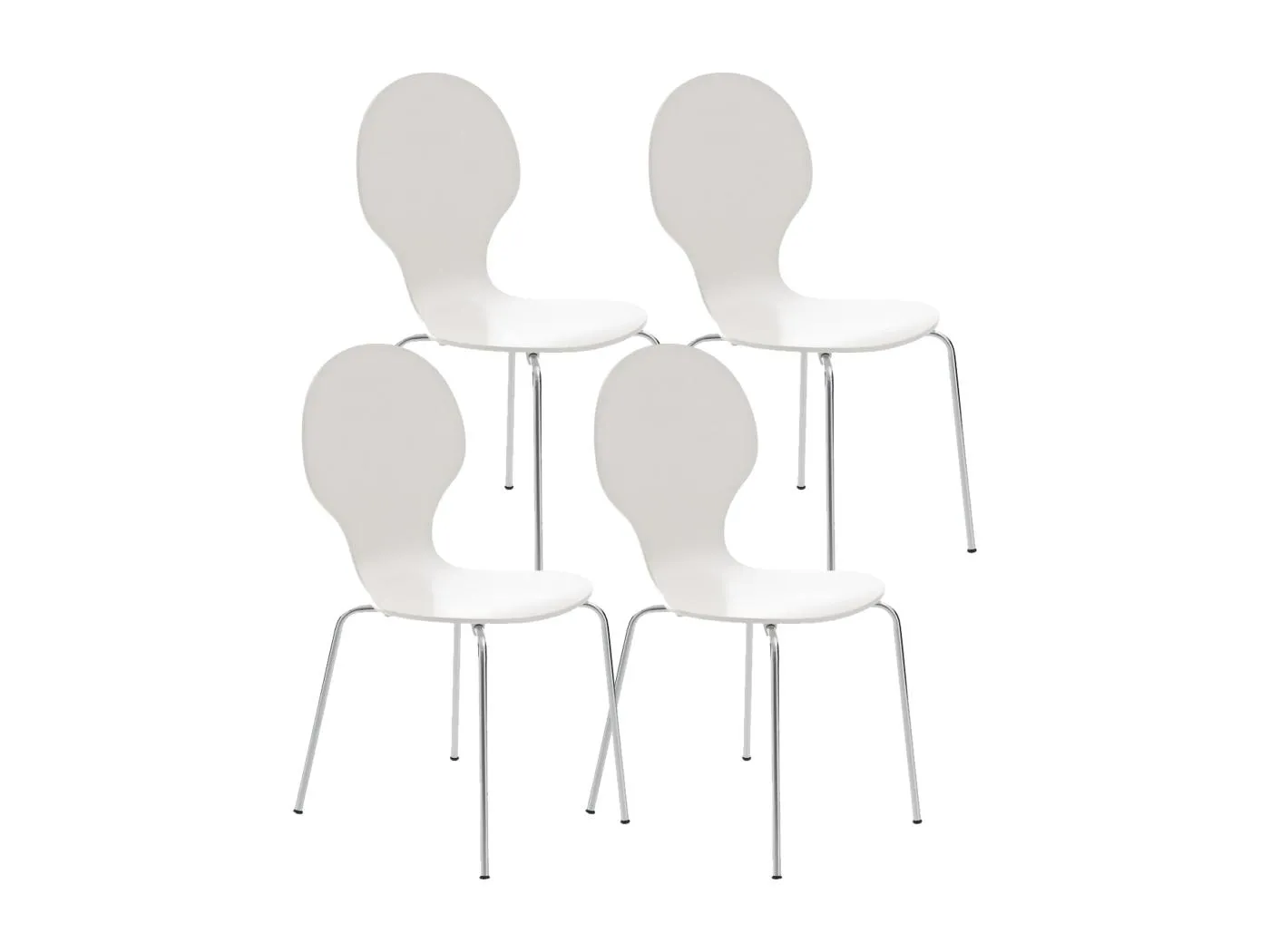 4er Set Konferenzstuhl - Holz - weiß - DIEGO