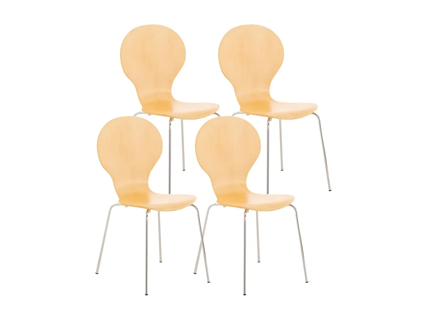 4er Set Konferenzstuhl - Holz - natura - DIEGO