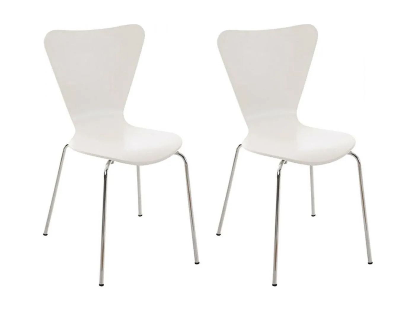 2er Set Konferenzstuhl - Holz & weiß - weiß - Calisto