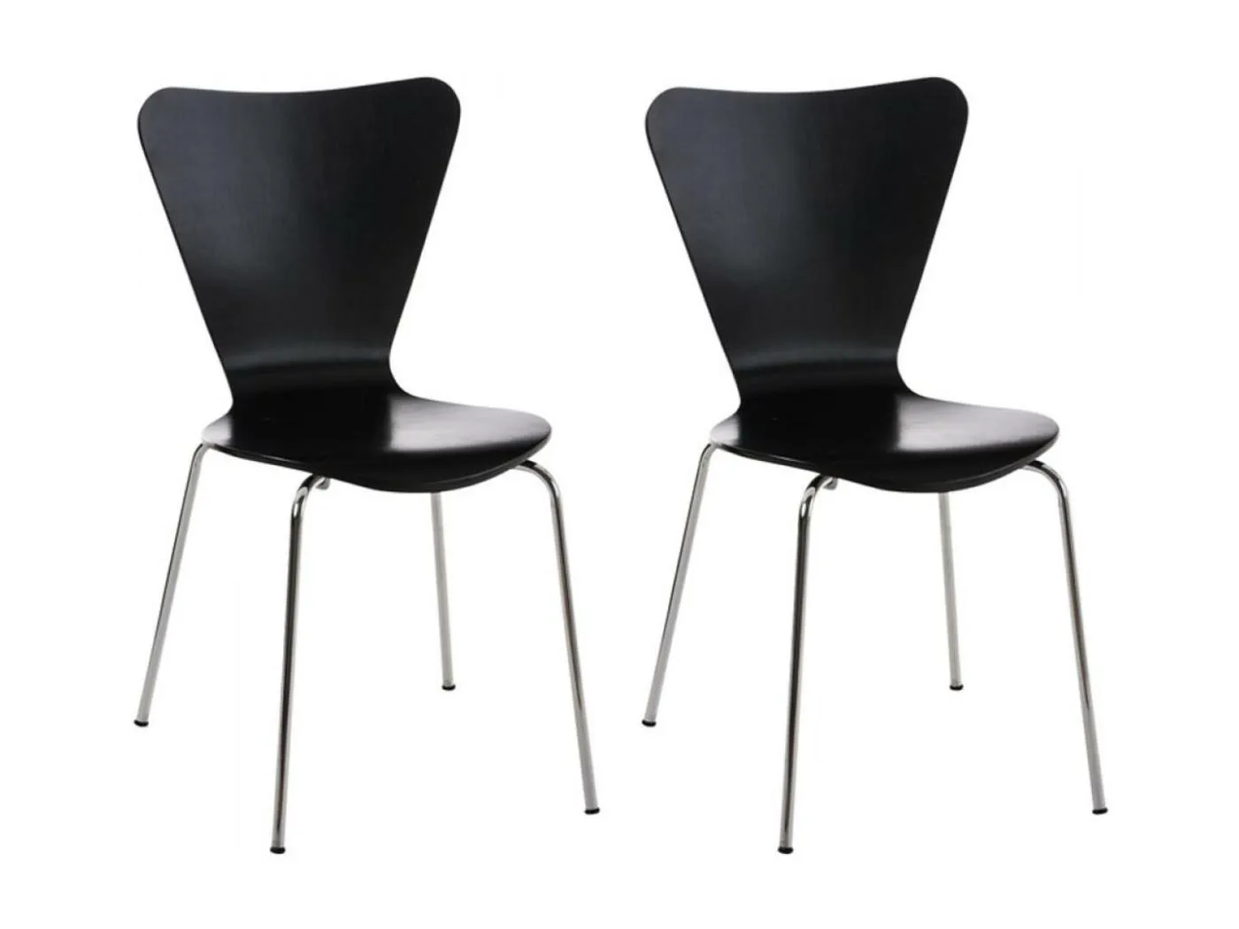 2er Set Konferenzstuhl - Holz - schwarz - Calisto