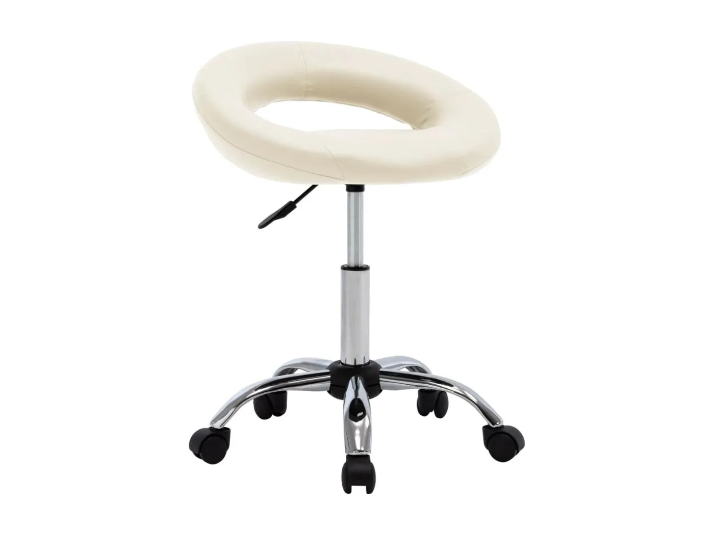 Arbeitshocker auf Rollen Creme Kunstleder