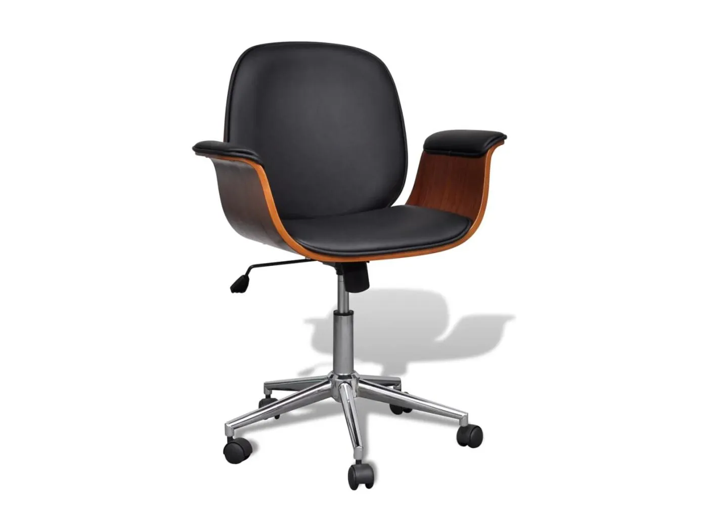 Drehbarer Armlehnstuhl Bugholz und Kunstleder