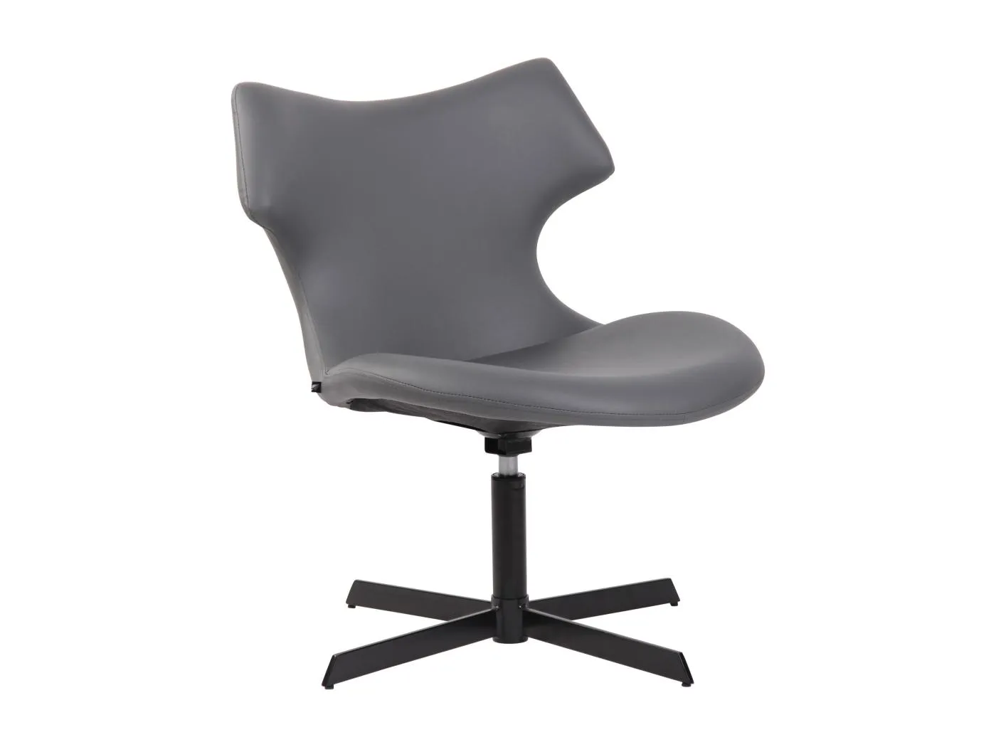 Gondelstuhl - Kunstleder & Metall matt schwarz - grau - Welland