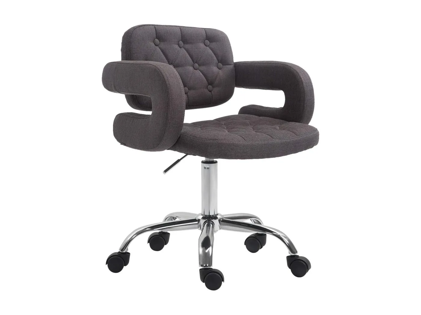 Bürostuhl - Stoff & Metall in Chromoptik - dunkelgrau - Dublin