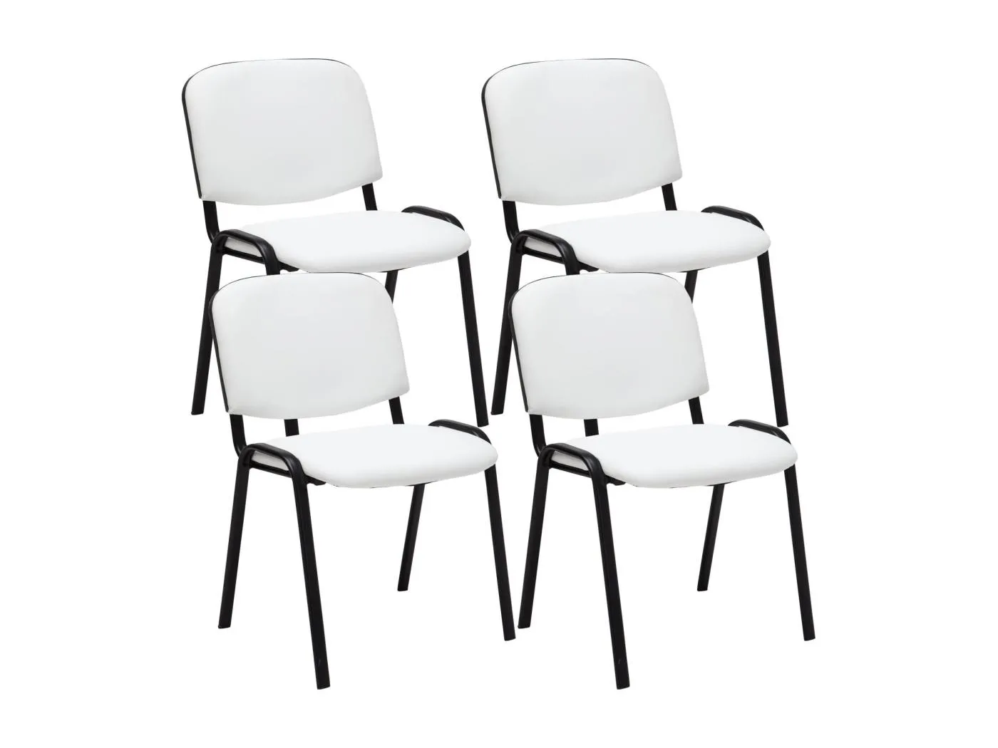 4er Set Konferenzstuhl - Kunstleder & schwarz - weiß - Ken