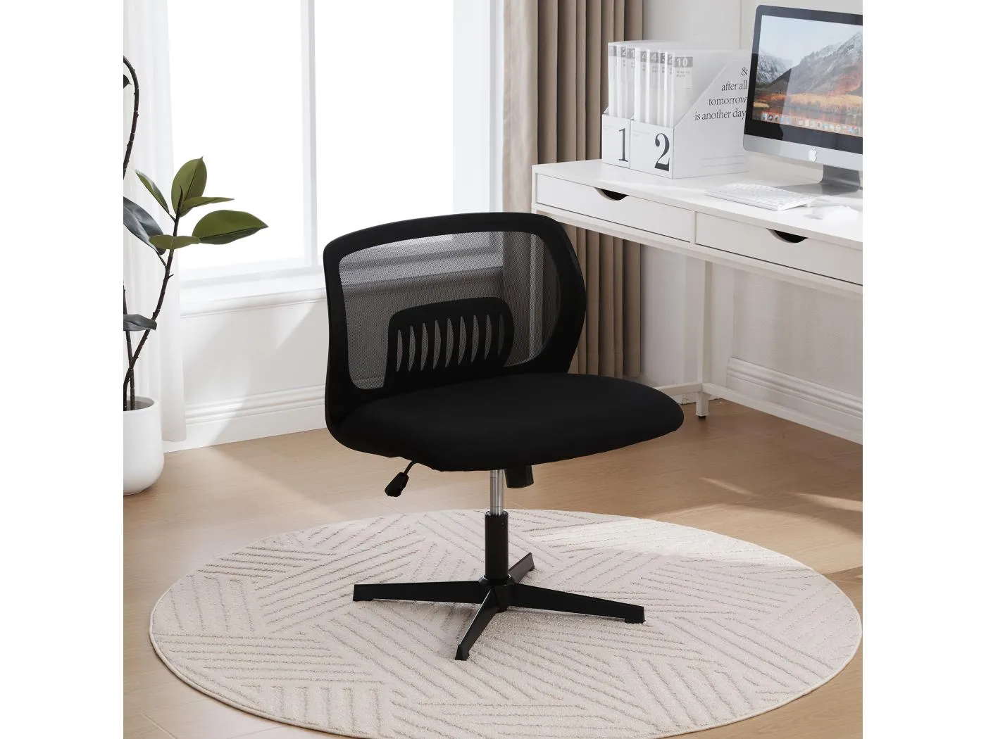 Bürodrehstuhl - Drehsessel mit Wippfunktion und Höhenverstellung - Netz schwarz