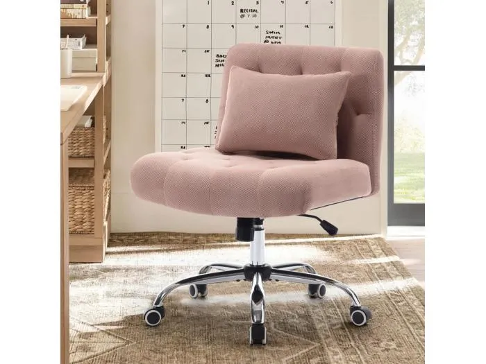 Drehbarer Bürostuhl - mit Lendenkissen und 5 Rollen - Belastung 160 kg - höhenverstellbar - Rosa