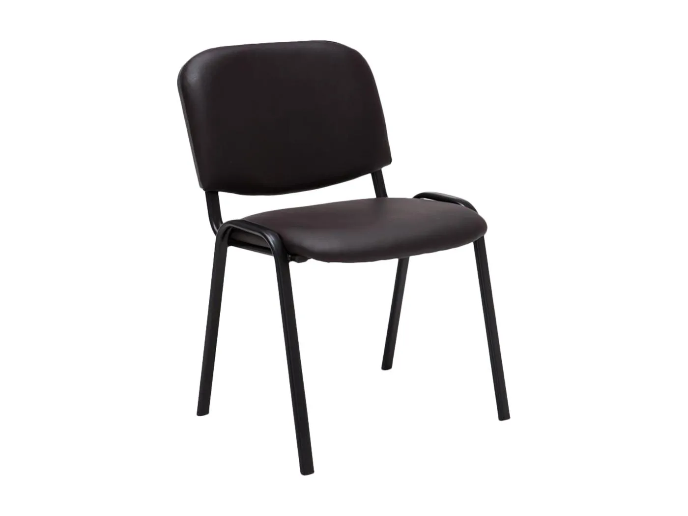 Konferenzstuhl - Kunstleder & Metall matt schwarz - braun - Ken