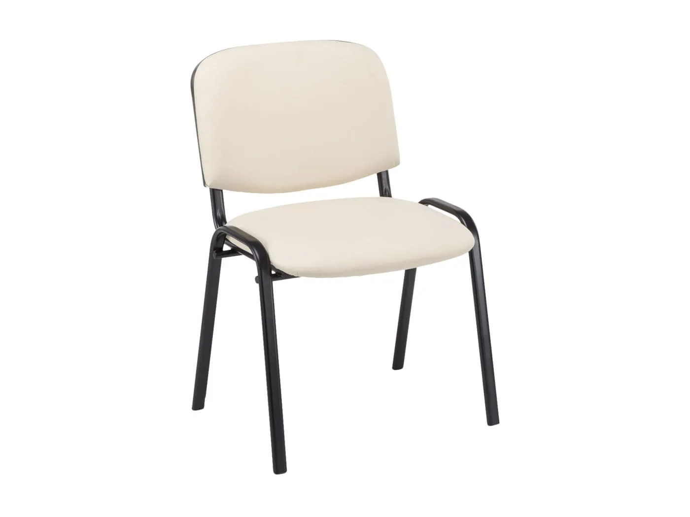 Konferenzstuhl - Kunstleder & Metall matt schwarz - creme - Ken