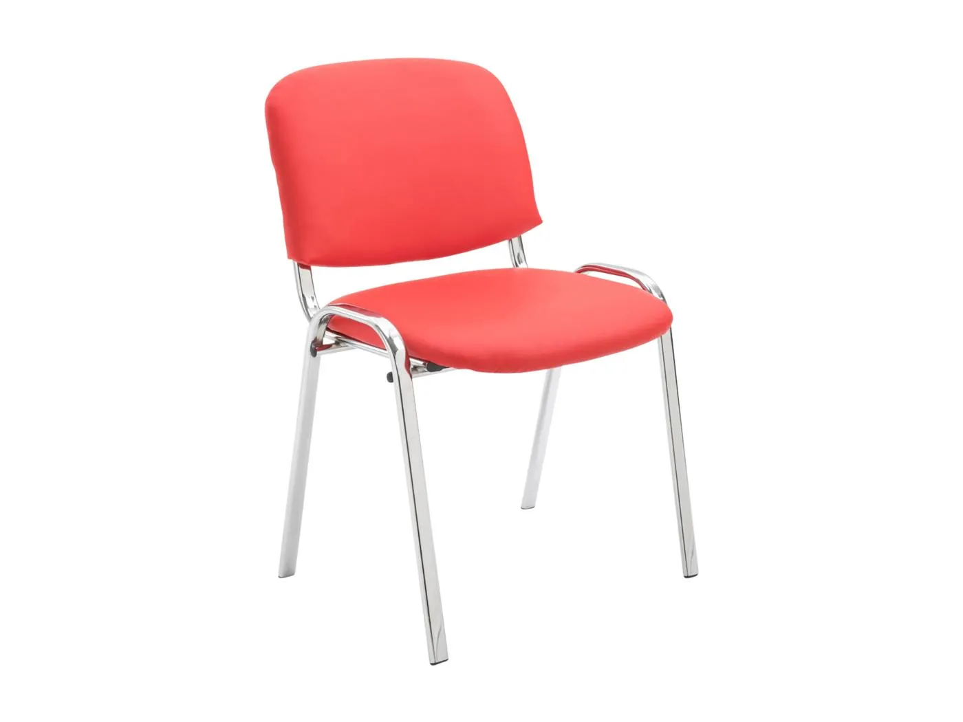 Konferenzstuhl - Kunstleder & Metall in Chromoptik - rot - Ken