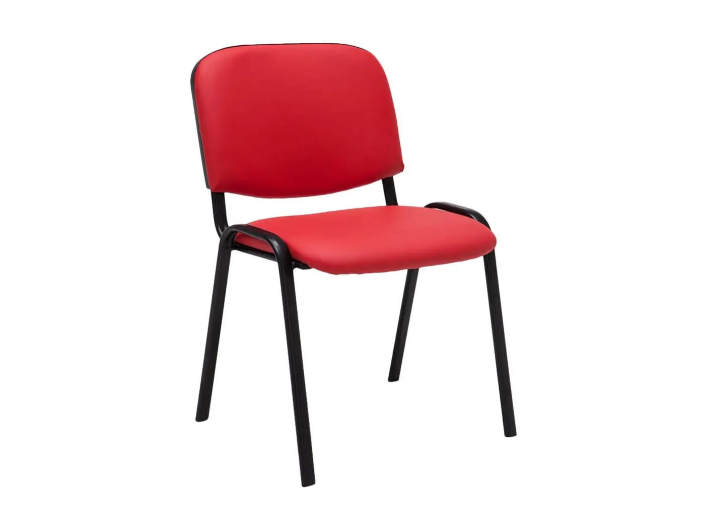 Konferenzstuhl - Kunstleder & Metall matt schwarz - rot - Ken