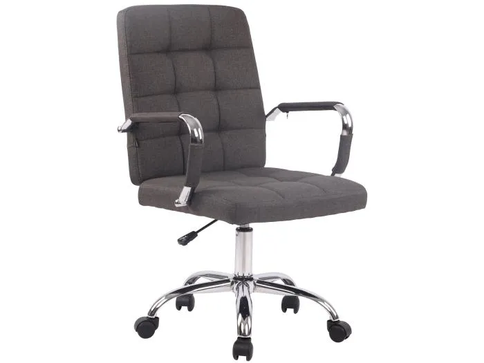 Bürostuhl - Stoff & Metall in Chromoptik - dunkelgrau - Deli PRO