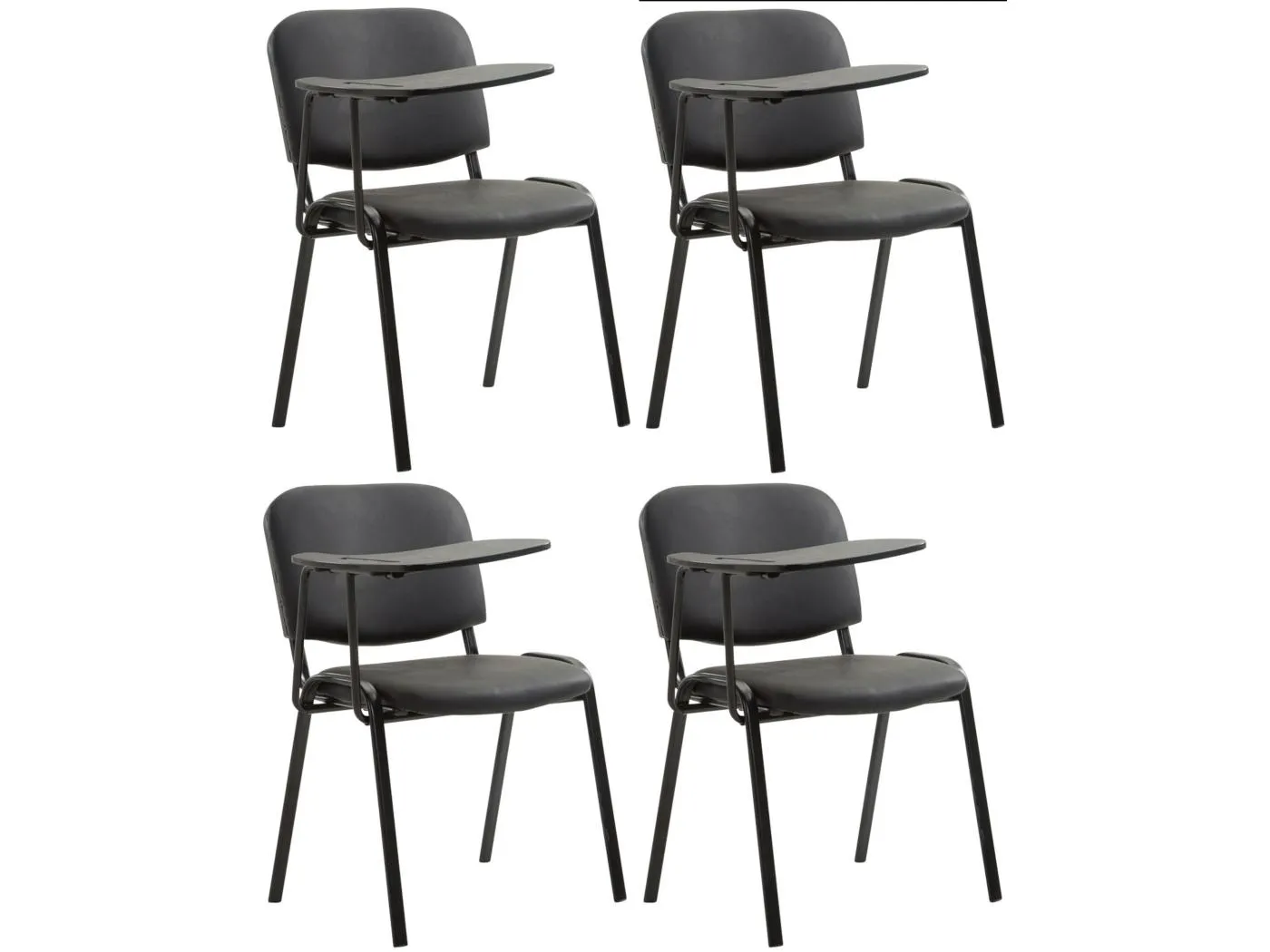 4er Set Konferenzstuhl - Kunstleder & grau - schwarz - Ken