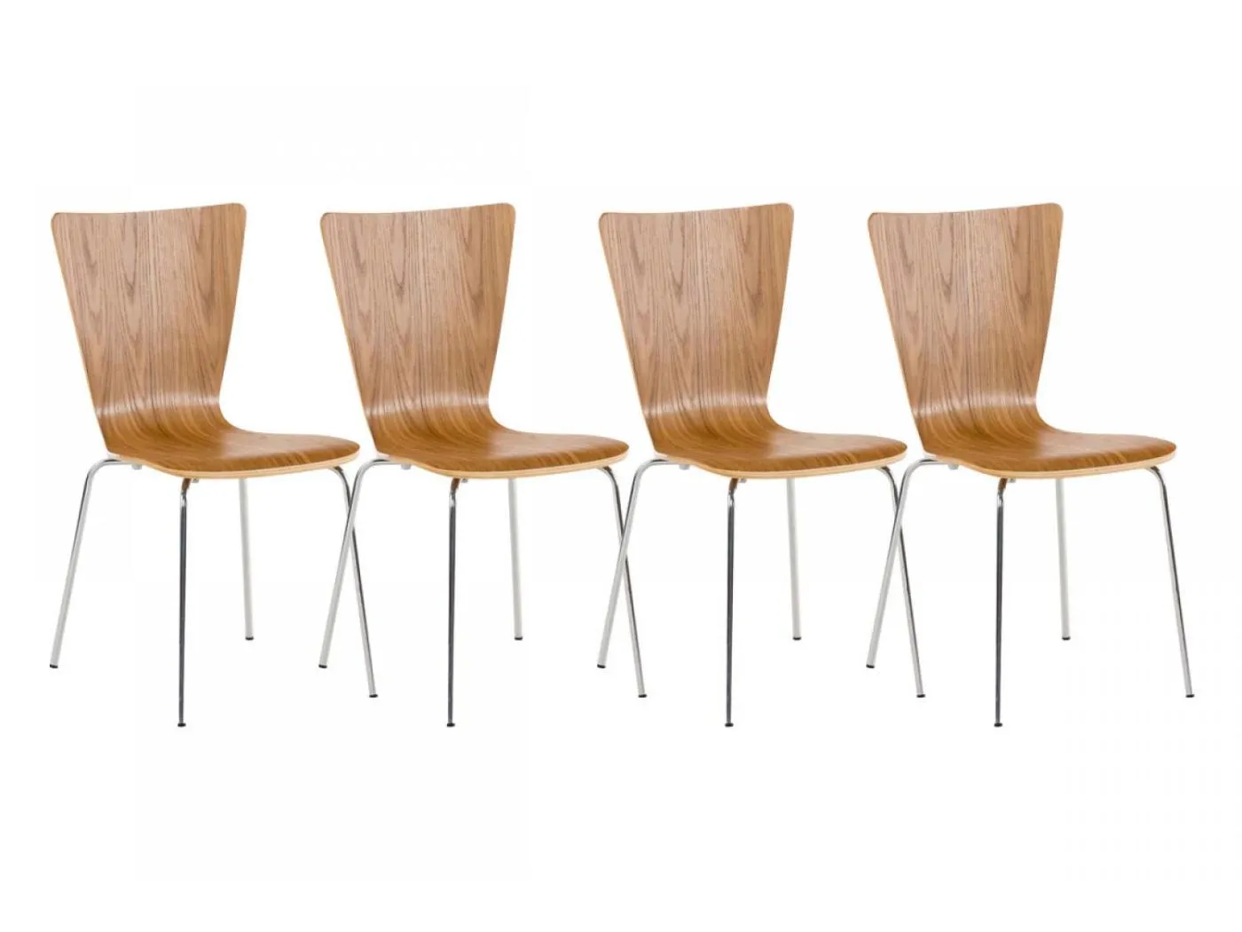 4er Set Konferenzstuhl - Holz & grau - eiche - Aaron