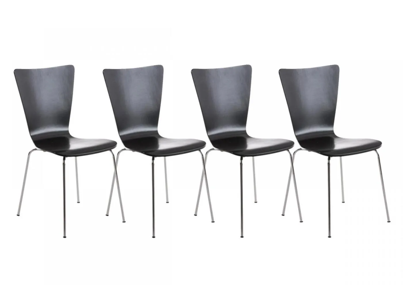 4er Set Konferenzstuhl - Holz & weiß - schwarz - Aaron