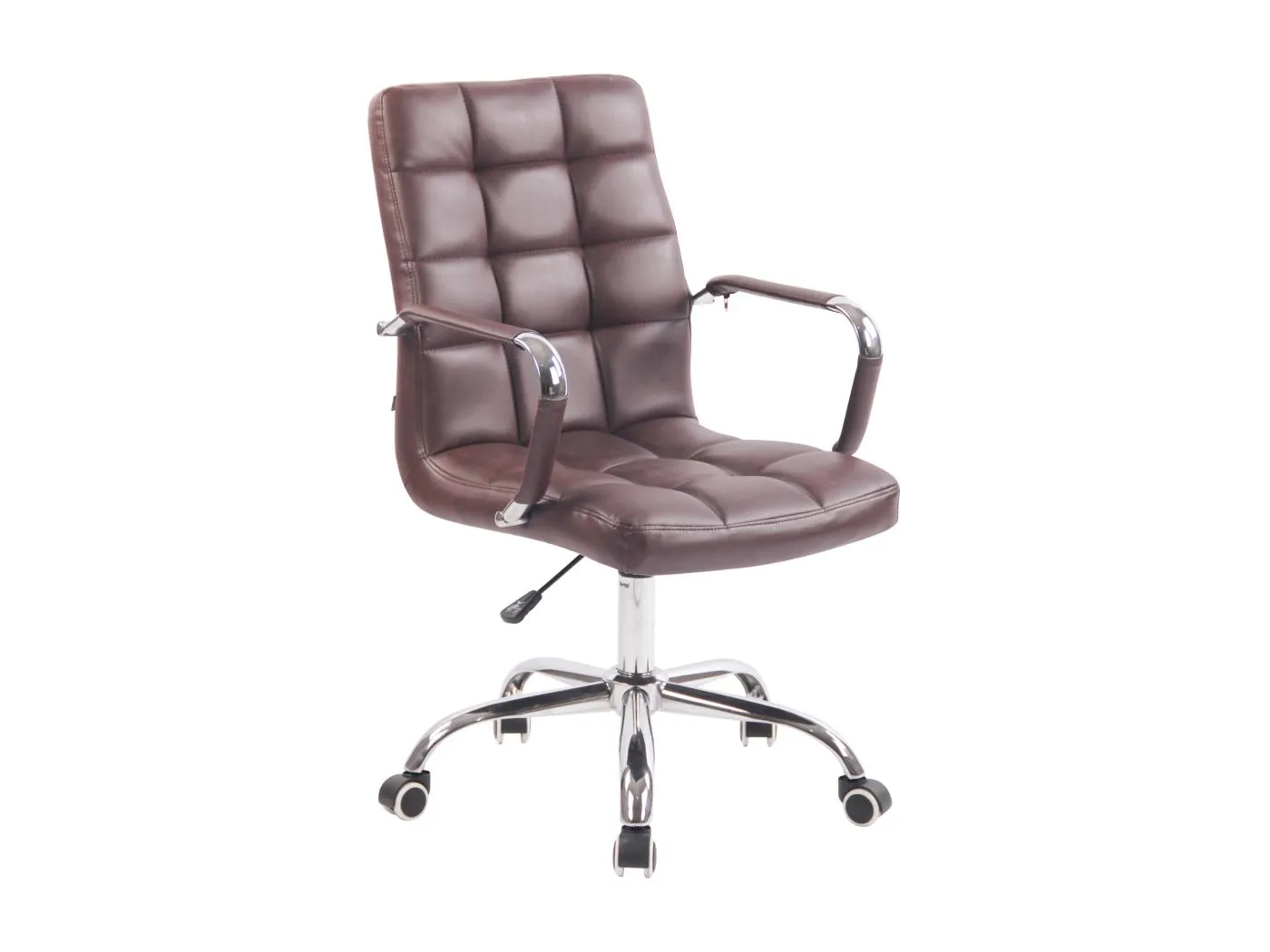 Bürostuhl - Kunstleder & Metall in Chromoptik - bordeauxrot - Deli