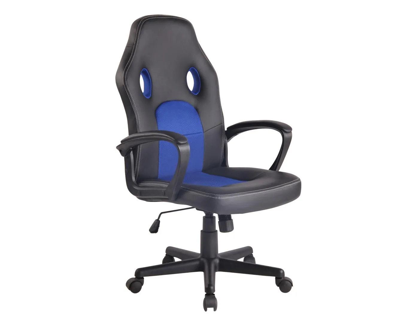 Bürostuhl - Kunstleder & chrom - schwarz/blau - Elbing