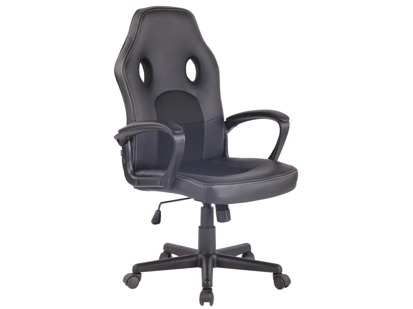 Bürostuhl - Kunstleder & chrom - schwarz/schwarz - Elbing