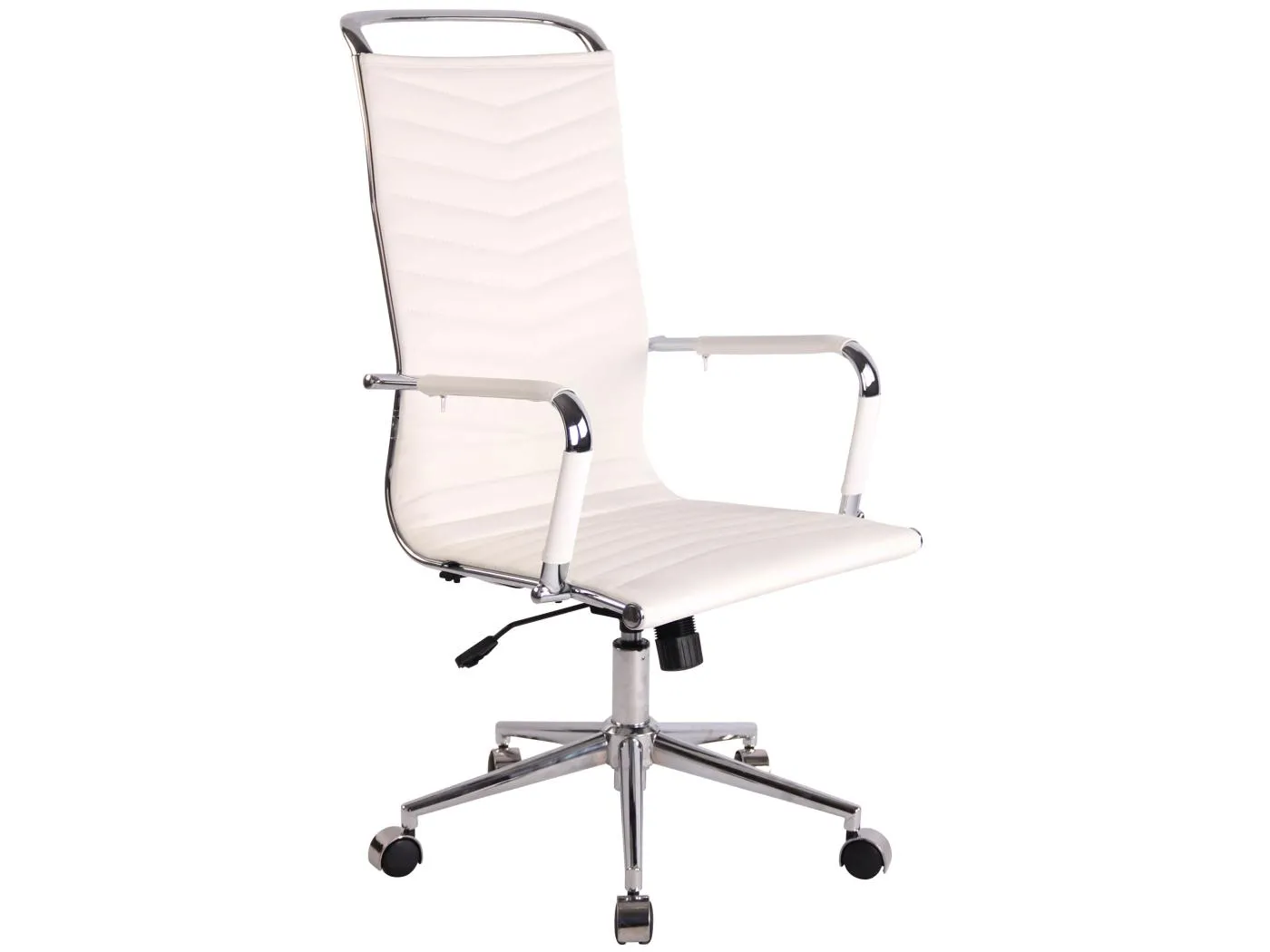 Bürostuhl - Kunstleder & Metall in Chromoptik - weiß - Batley