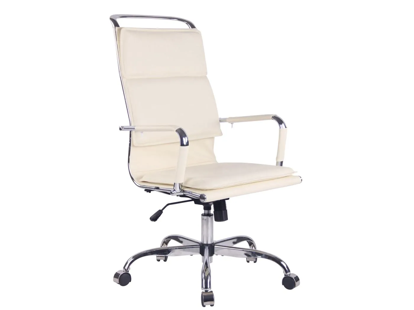 Bürostuhl - Kunstleder & Metall in Chromoptik - creme - Bedford