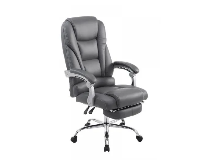 Bürosessel - Kunstleder & Metall in Chromoptik - grau - Pacific