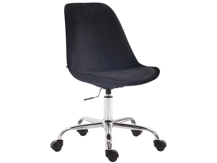 Bürostuhl - Samt & Metall in Chromoptik - schwarz - Toulouse