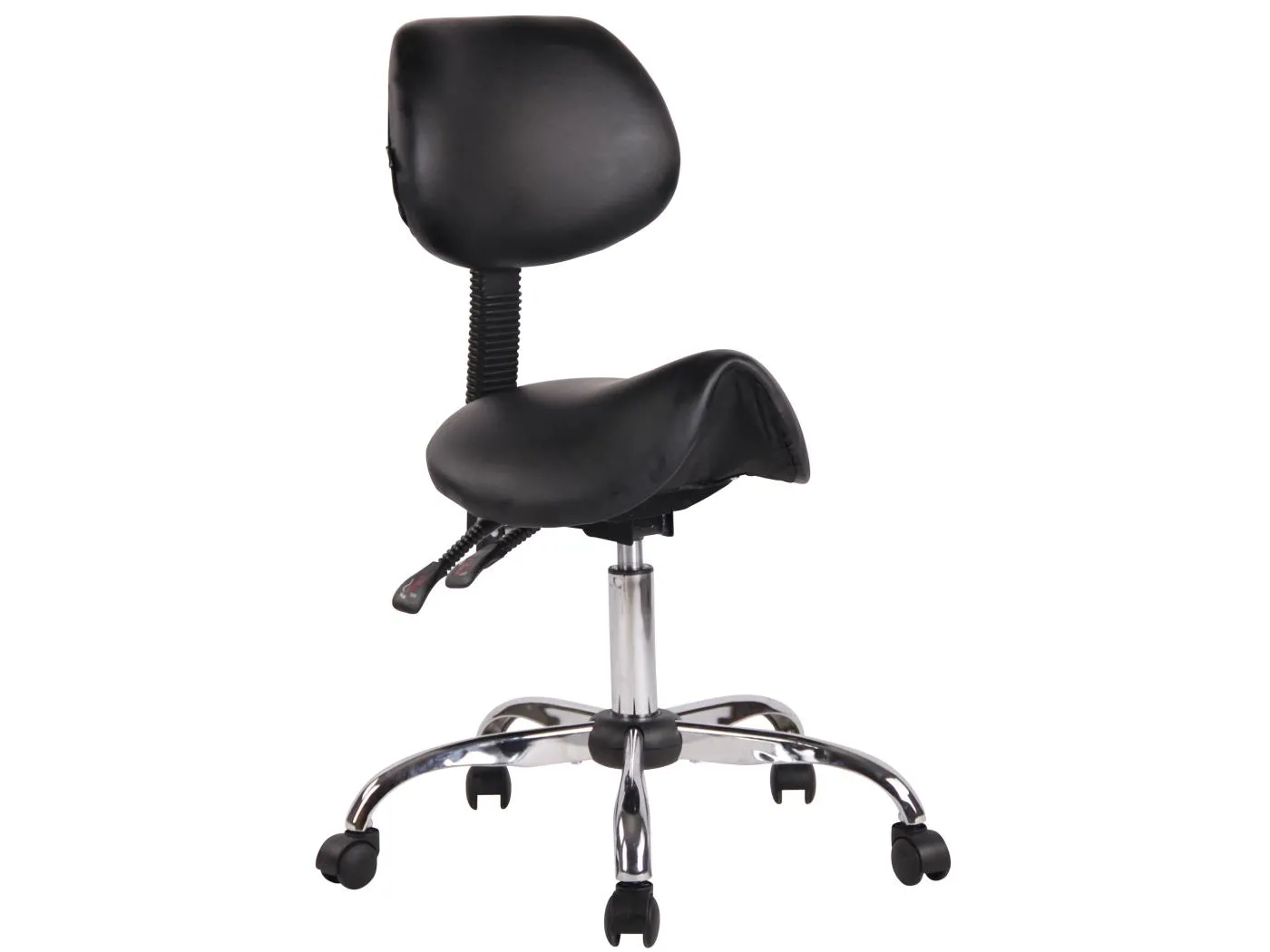 Bürohocker - Kunstleder & Metall in Chromoptik - schwarz - Stuttgart