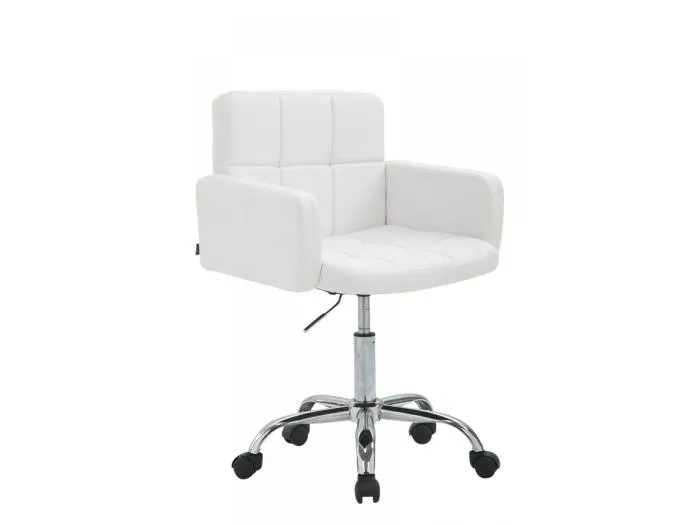 Bürohocker - Kunstleder & Metall in Chromoptik - weiß - Los Angeles