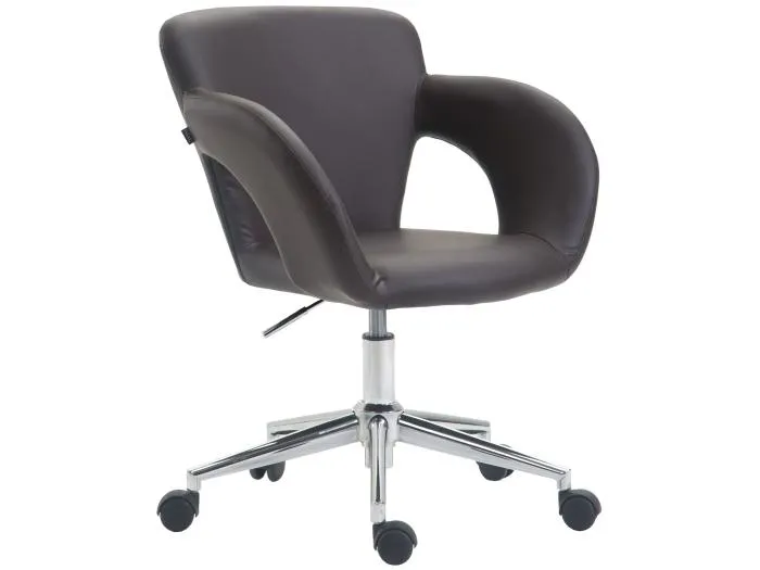Bürostuhl - Kunstleder & Metall in Chromoptik - braun - Edison