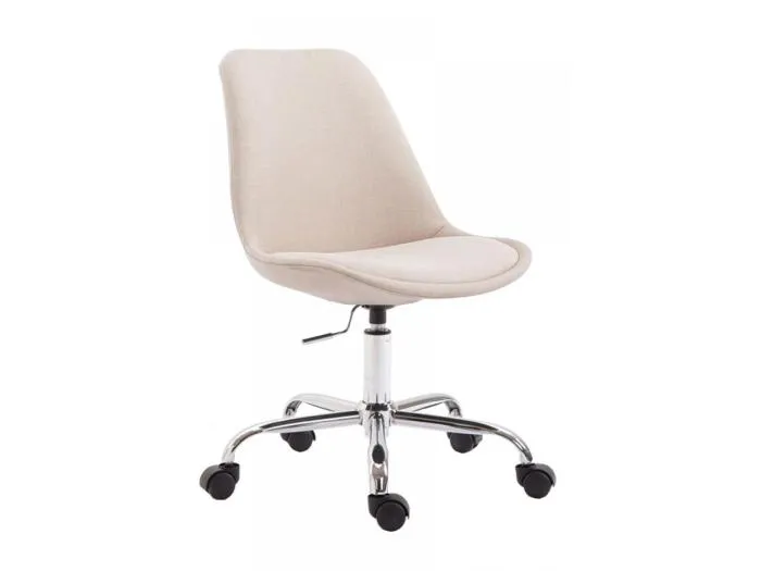 Bürostuhl - Stoff & Metall in Chromoptik - creme - Toulouse