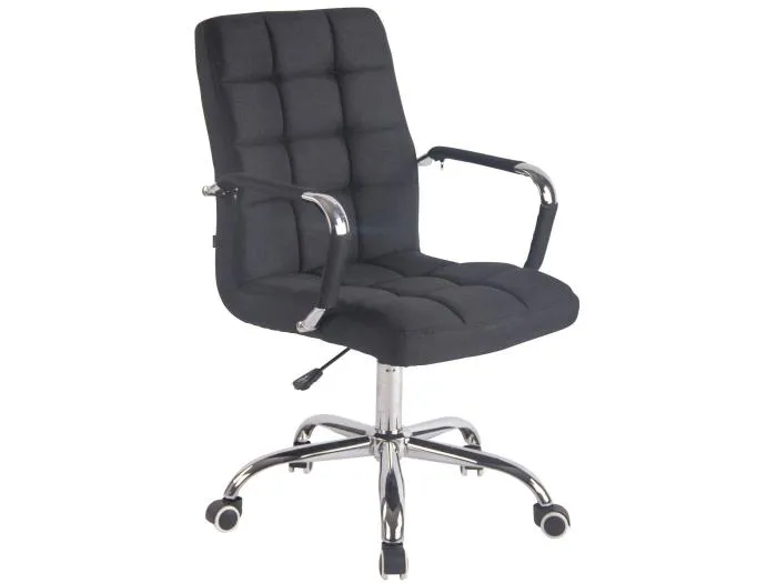 Bürostuhl - Stoff & Metall in Chromoptik - schwarz - Deli