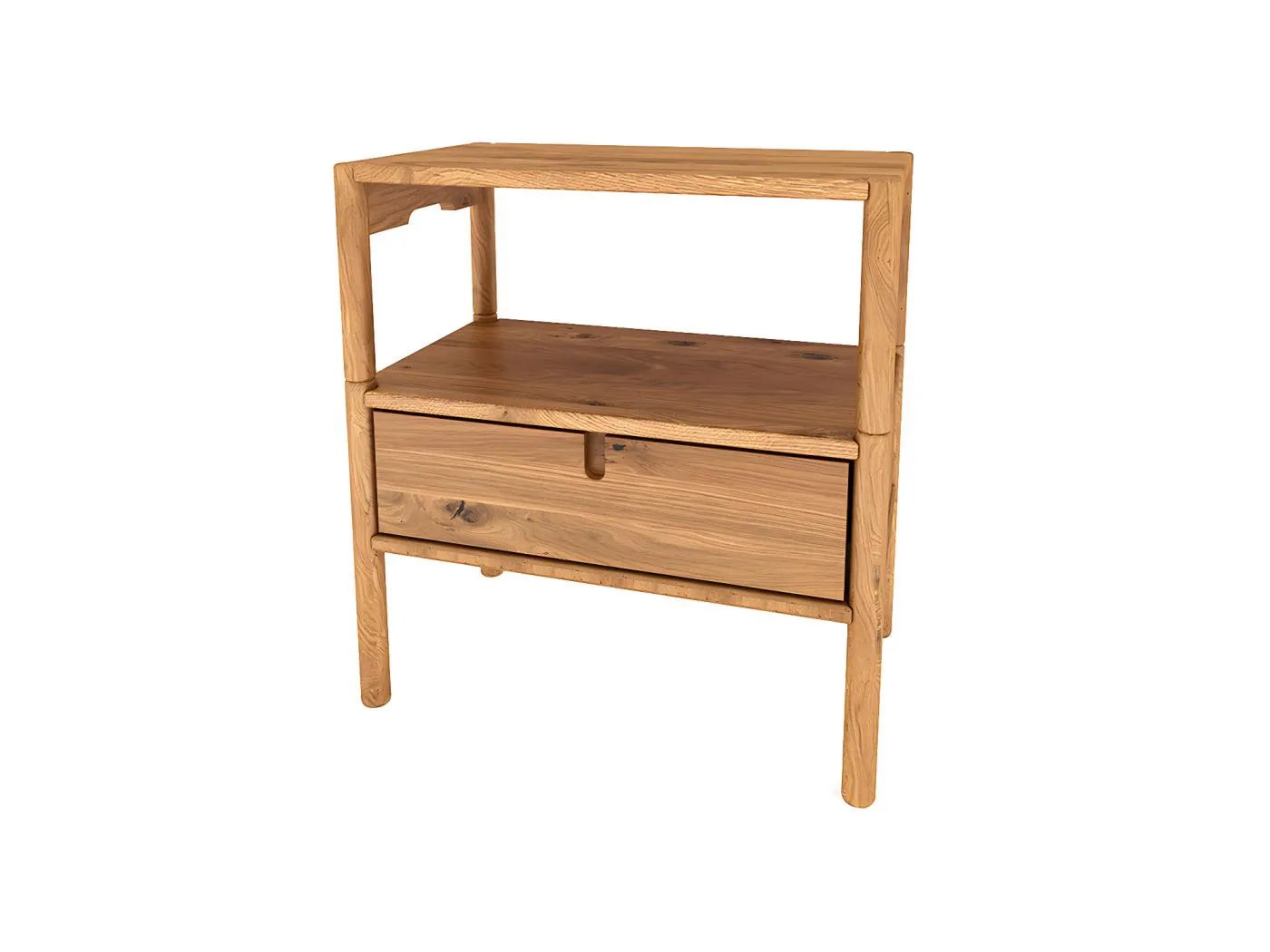 POLA - Nachttisch mit Frühstückstisch aus Wildeiche, naturgeölt