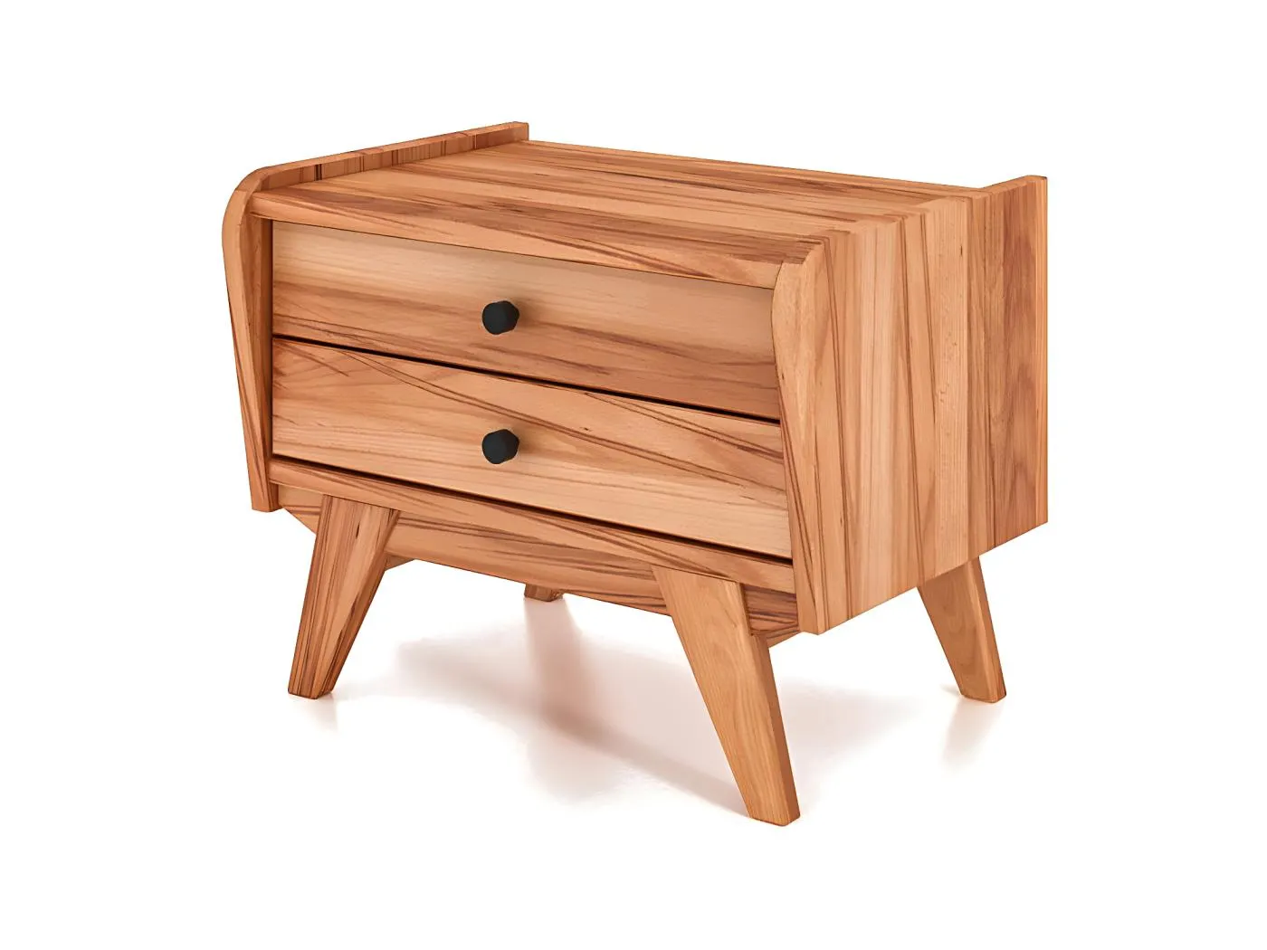 RETRO - Nachttisch mit Schubladen aus Kernbuche, naturgeölt
