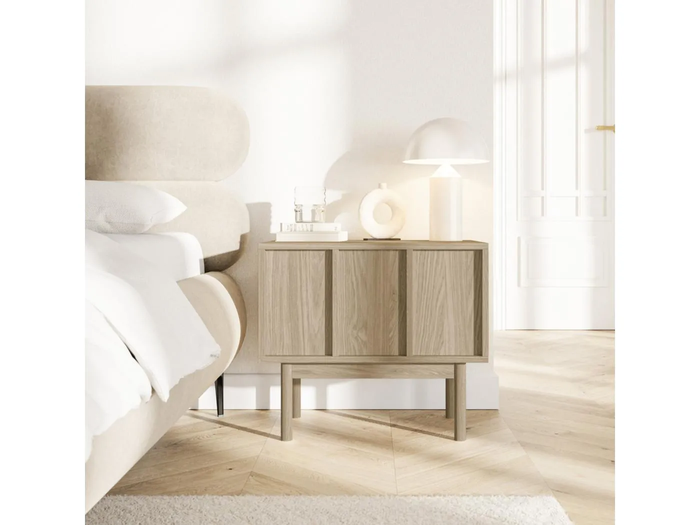 Nachttisch mit Schublade - Eichenholzoptik - 58 cm - NEKSTO