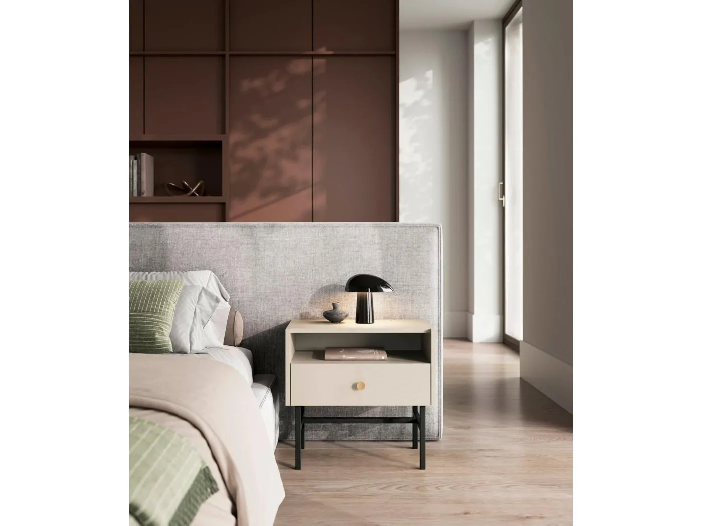 Nachttisch mit Schublade - Greige - 54 cm - DIVENOS