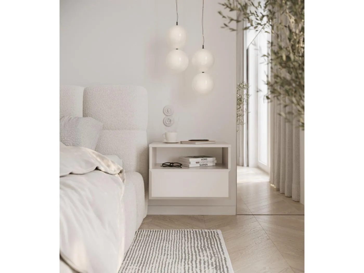 Nachtkonsole hängend mit Schublade - Beige - 54 cm - CHOCOLATED