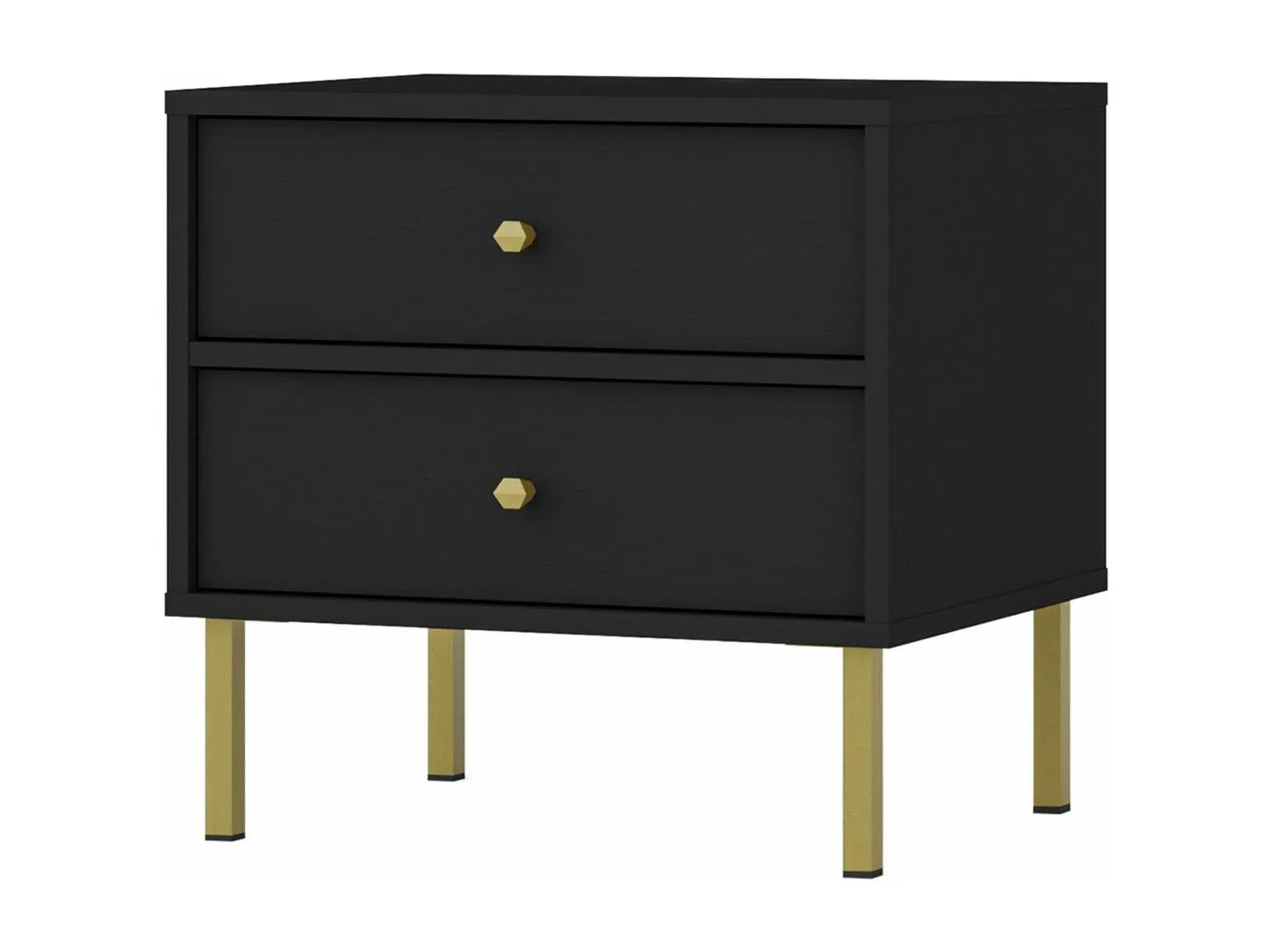 Nachttisch mit 2 Schubladen - Schwarz-Graphit - 52 cm - OKTIO