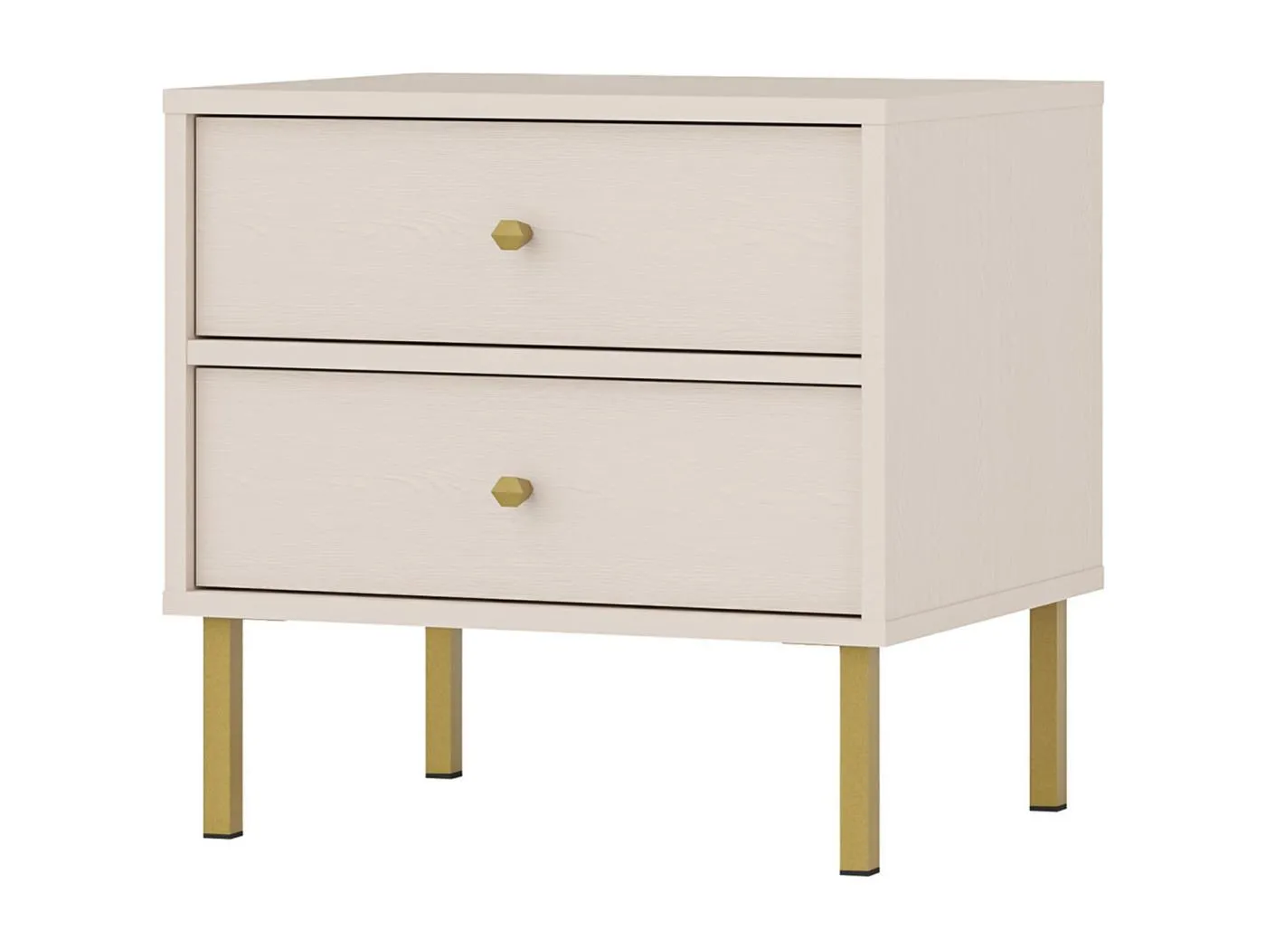 Nachttisch mit 2 Schubladen - Sandbeige - 52 cm - OKTIO