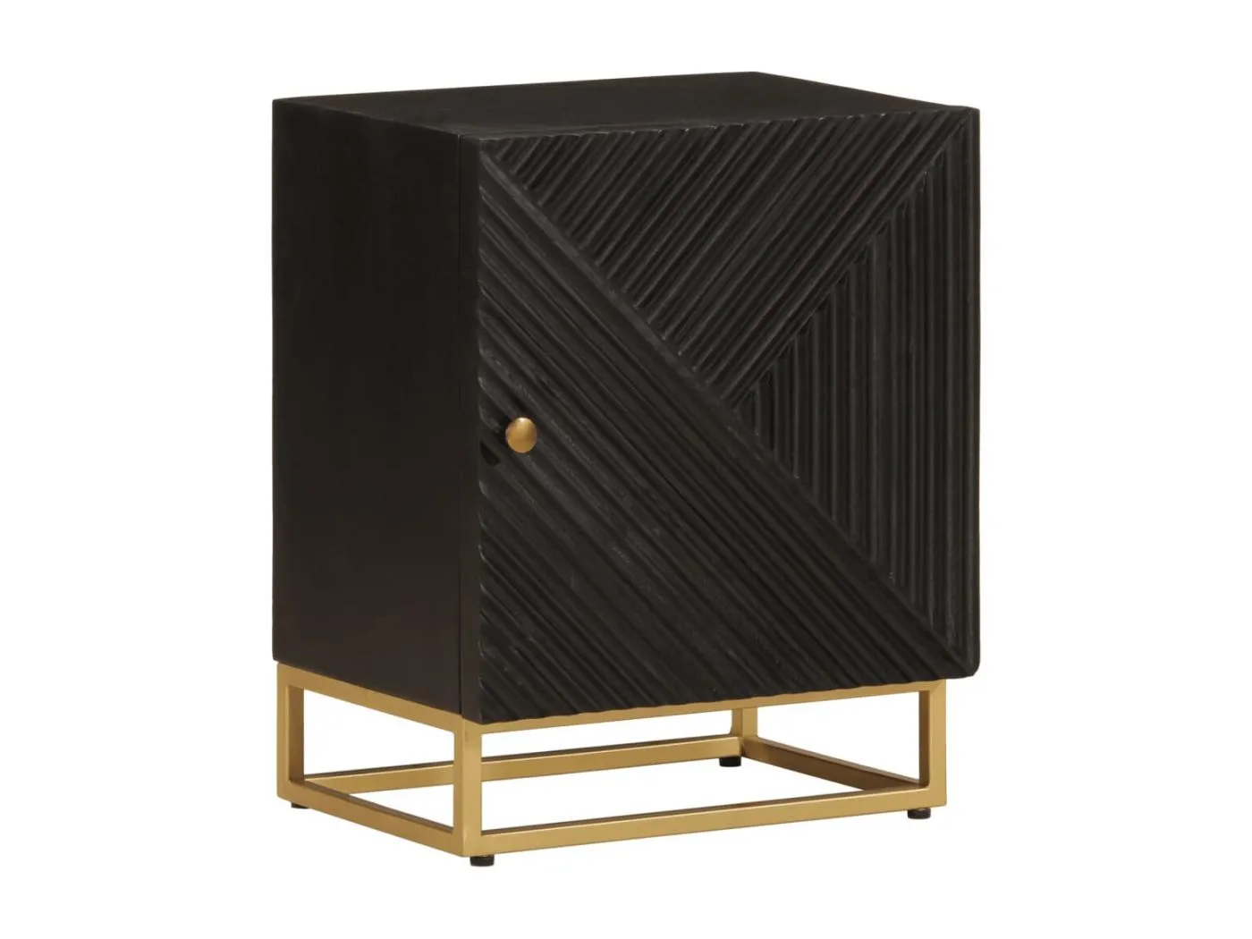 Nachttisch Schwarz 40x30x50 cm Massivholz Mango und Eisen