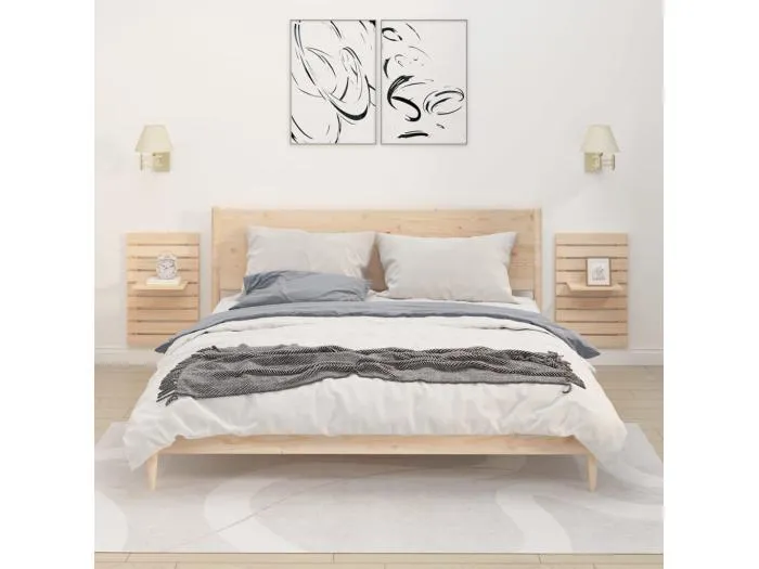 Wandregal-Nachttische 2 Stk. Massivholz Kiefer