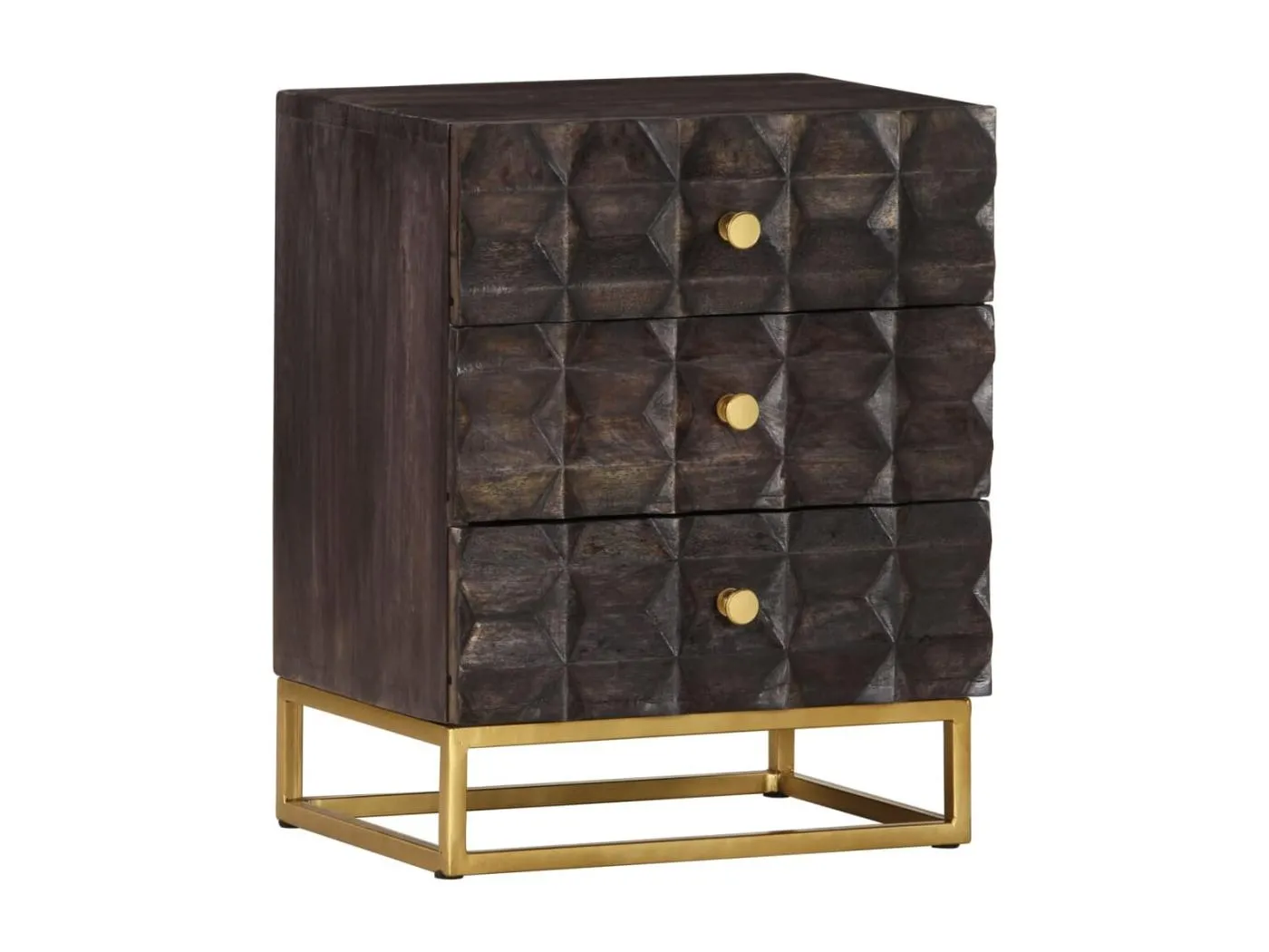 Nachttisch Schwarz 40x30x50 cm Massivholz Mango