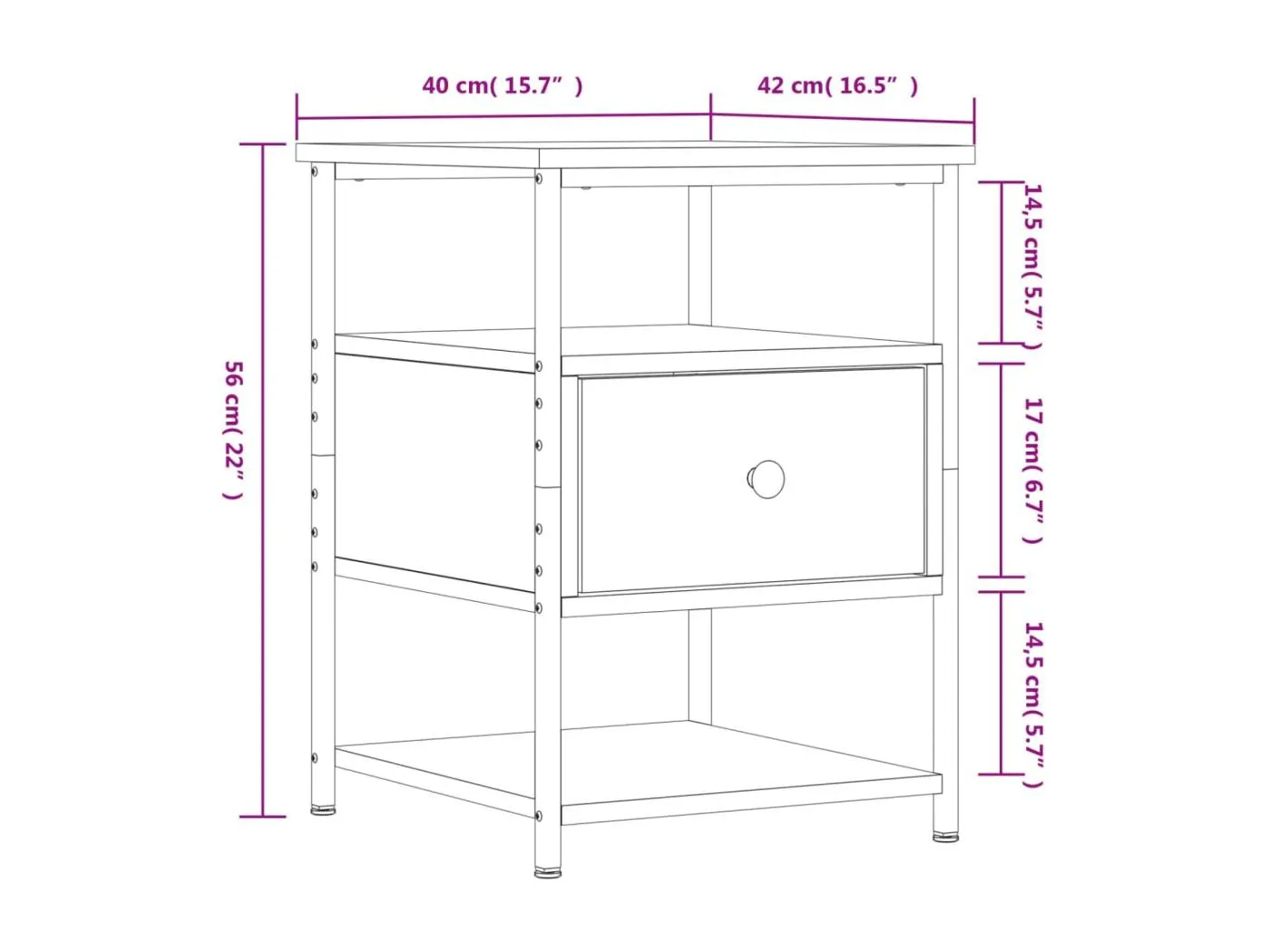 Nachttische 2 Stk. Braun Eichen-Optik 40x42x56 cm Holzwerkstoff